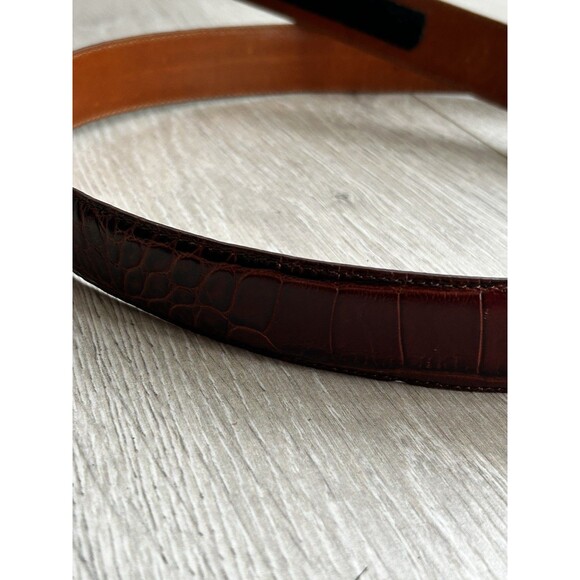Terry Stack Brown Croc Embossed Hook and Loop Italian Leather Belt Size Medium main image 6